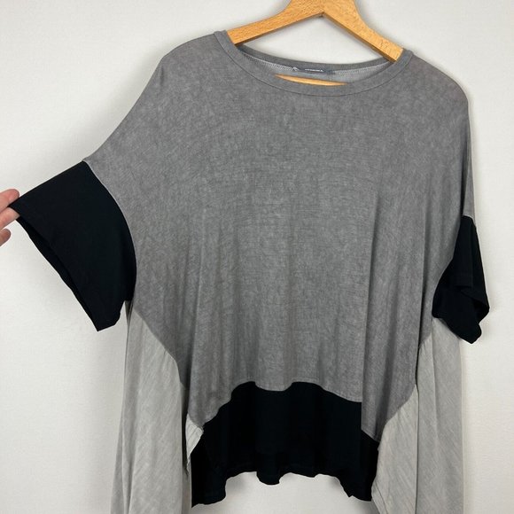 Alembika Top Womens Small Gray Colorblock Oversized Slouchy Tunic 3/4 Sleeve - Picture 4 of 12